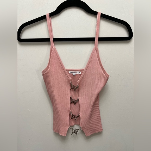 Pink butterfly crop tank - Picture 1 of 1